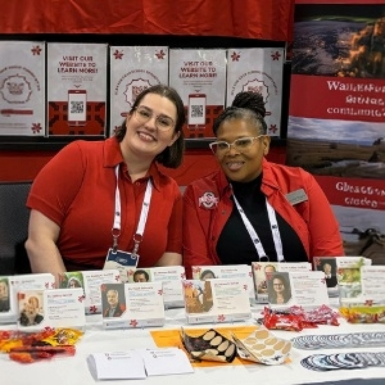 Two women at a conference table